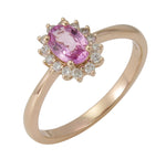 0.74ct tw Oval Shape Pink Sapphire and Diamond Ring