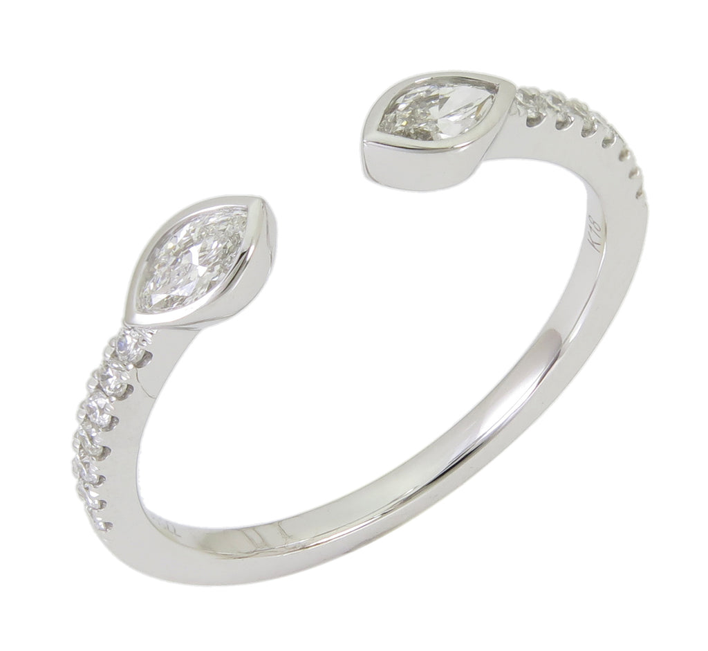 Gold and Marquise-shape Diamond Open Wrap Ring 0.25ct tw
