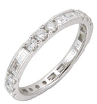 0.97ct tw Mix-shape Baguette and Rounds Alternating Diamond Eternity Ring