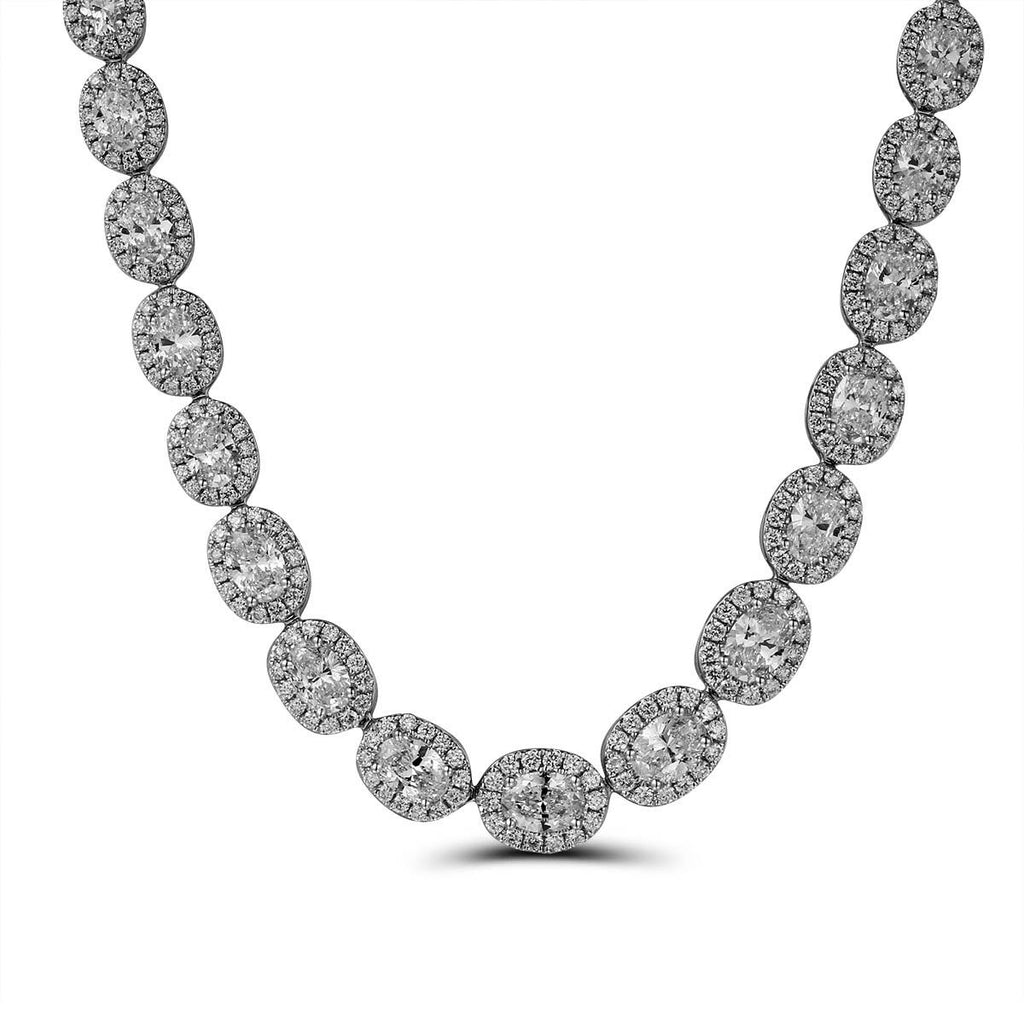 Exquisite 13.56CT T.W. Oval-Cut Statement Diamond Necklace