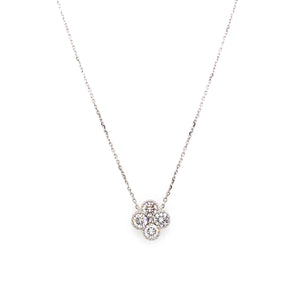 0.47ct tw Diamond Good Luck Charm Clover Milgrain Detailed Pendant Necklace