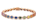 7.08ct tw Oval-cut Rainbow Sapphire and Diamond Gem Stone Tennis Bracelet