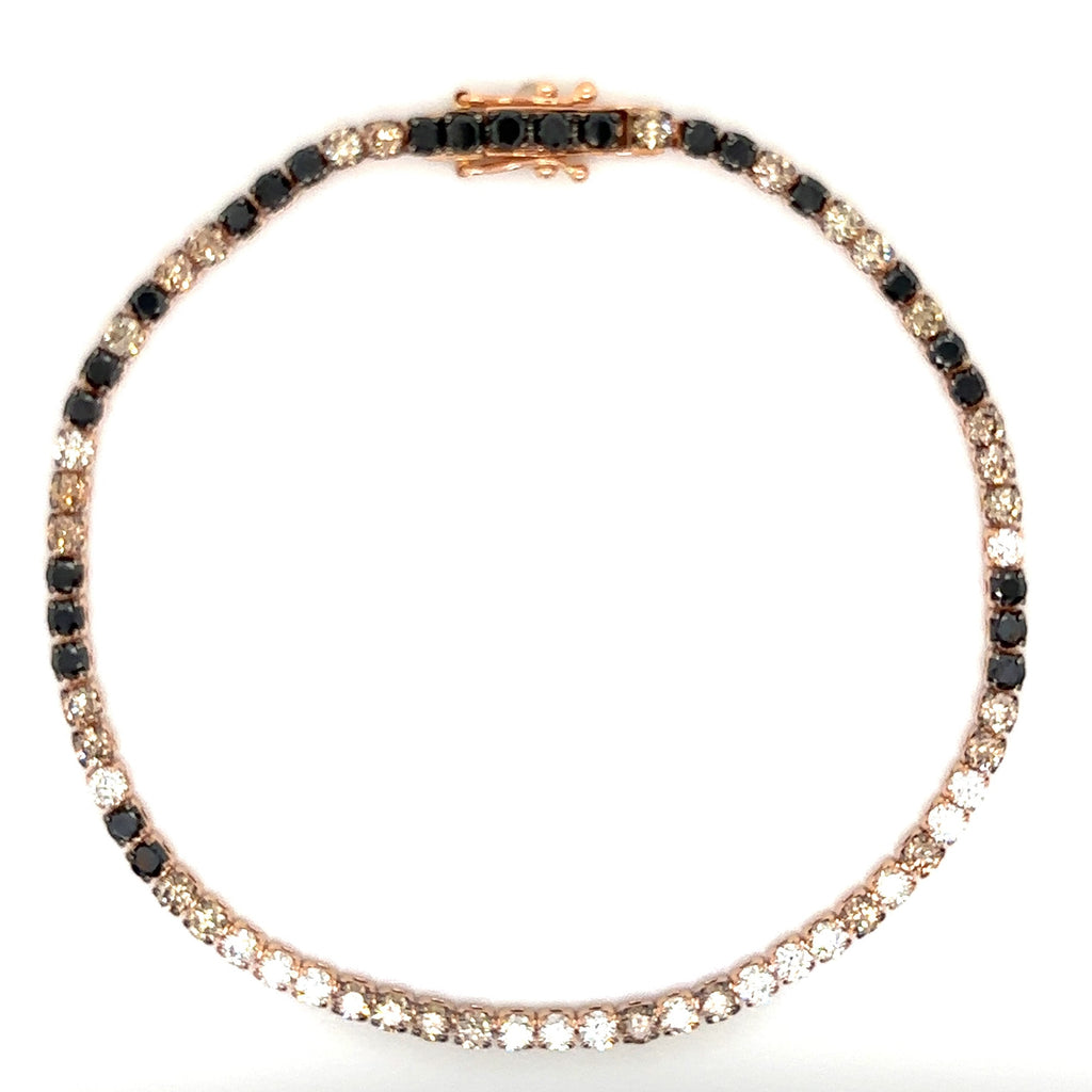 3.54ct tw Champaign and Black & White Diamond Tennis Bracelet