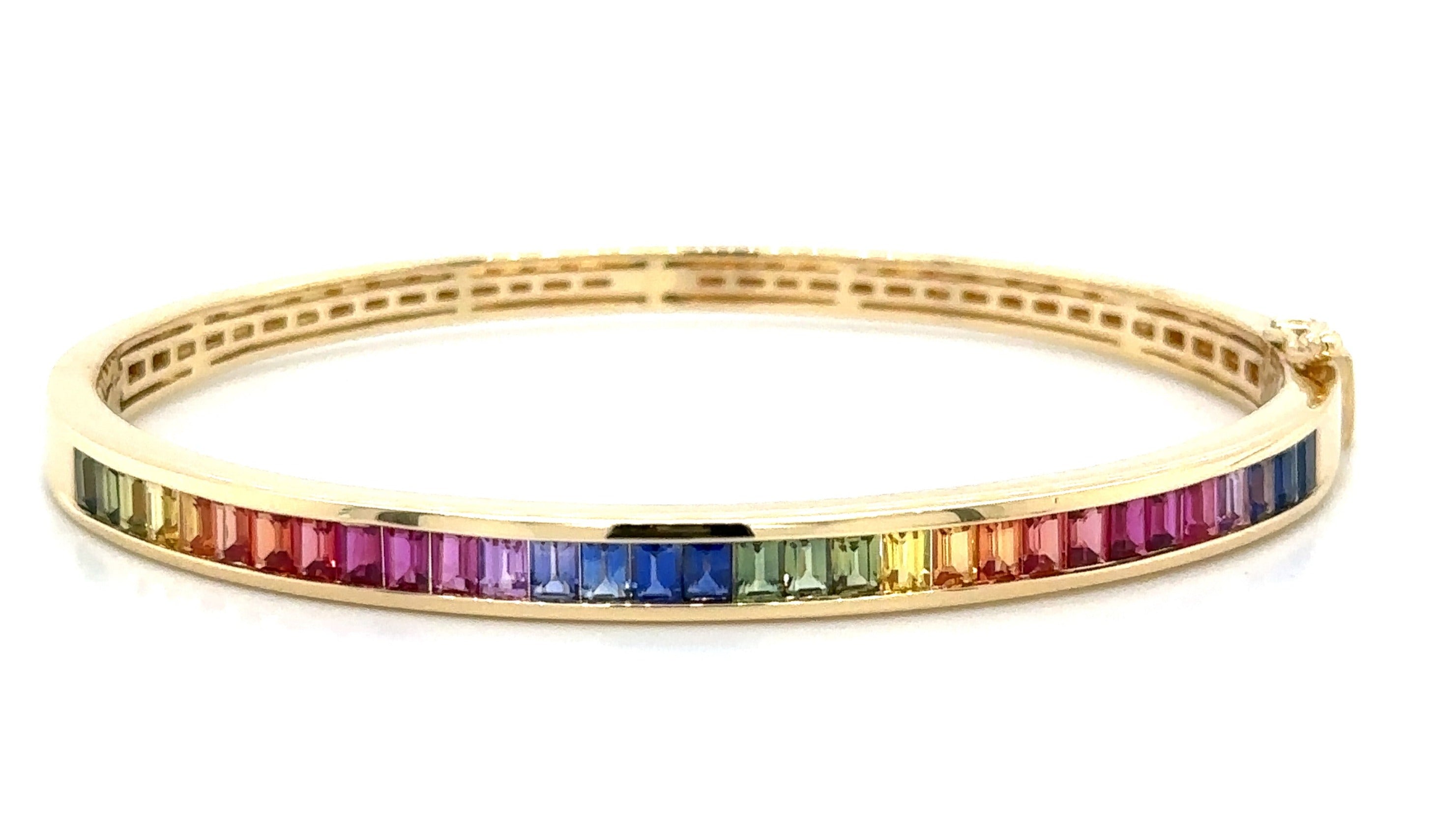 3.00carat Fancy Color Rainbow Sapphire Bangle Bracelet
