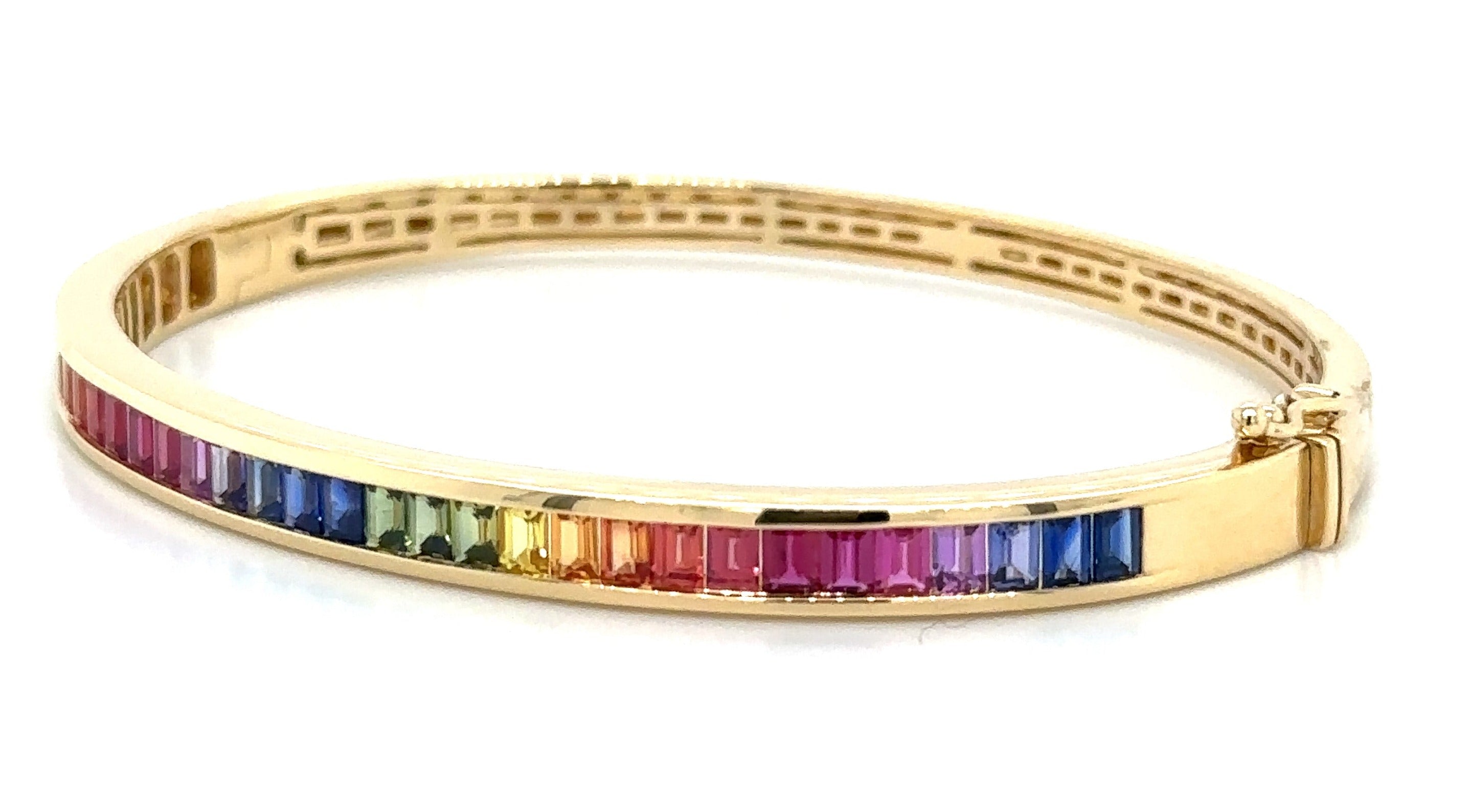 3.00carat Fancy Color Rainbow Sapphire Bangle Bracelet