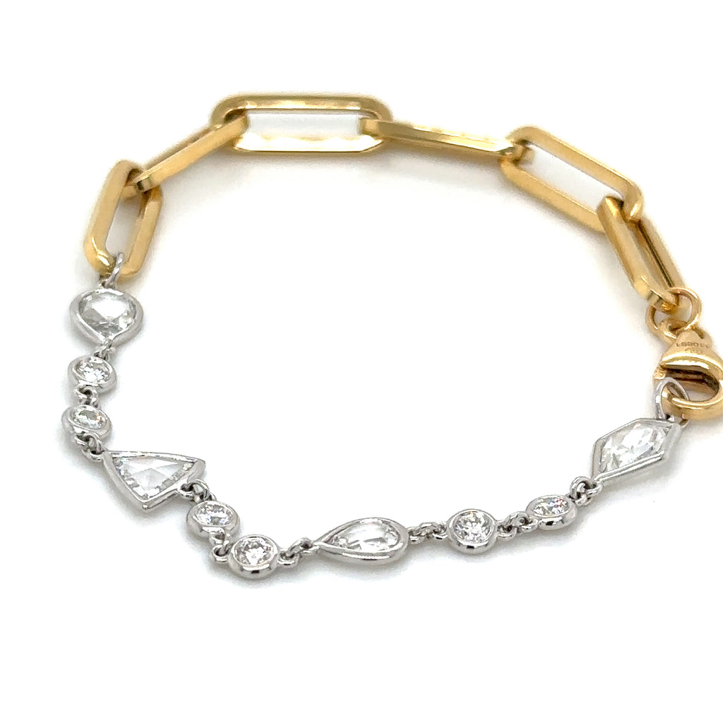 1.68ct tw Mix-shape Rose cut Diamond Paper Link Bracelet