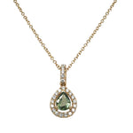 Ladies Diamond & Green Sapphire Pendant Necklace