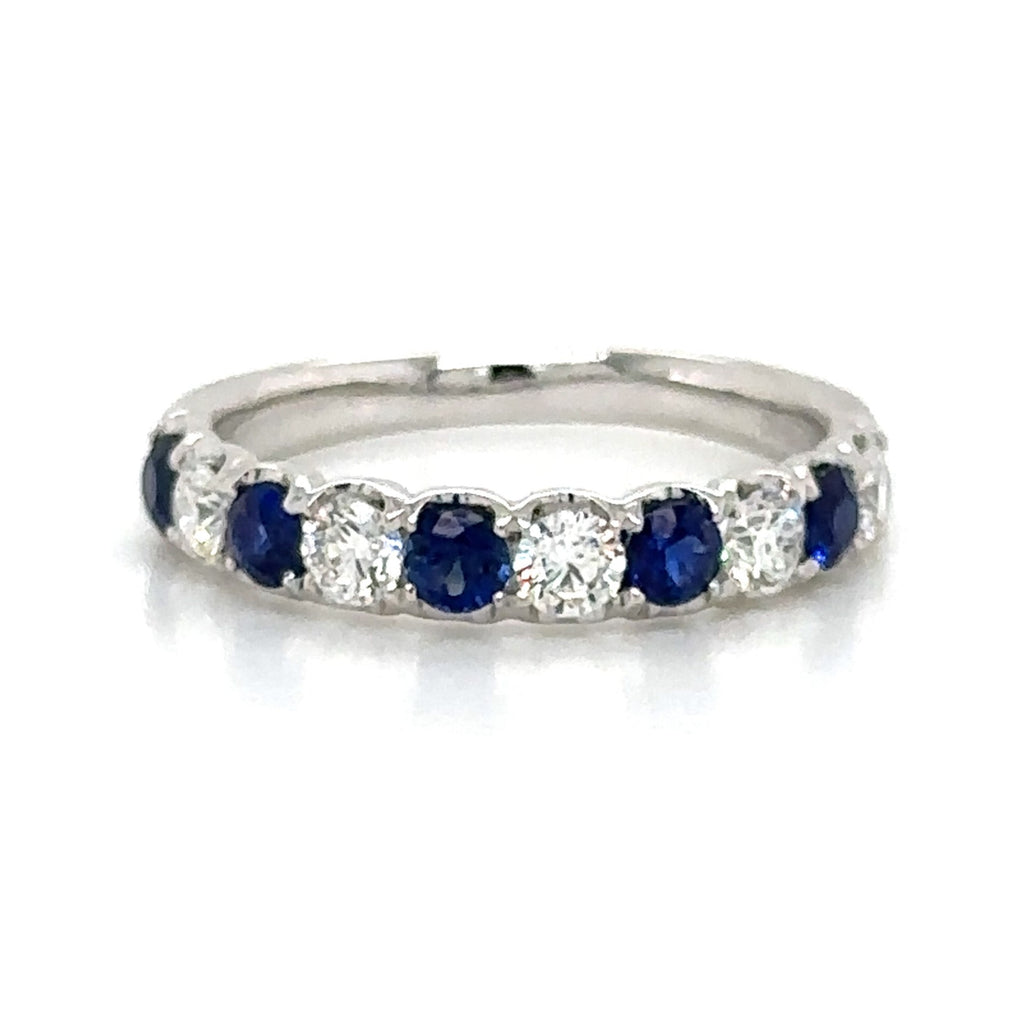 1.08ct tw Blue Sapphire Alternating Diamond Ring