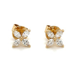 0.54ct tw Ladies Diamond Flower Shape Marquise Stud Earrings