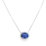 2.24ct t w Ladies Diamond & Sapphire Oval Pendant Necklace