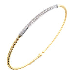 0.38carat Pave Diamond Beaded Gold Open Wrap Bangle Bracelet
