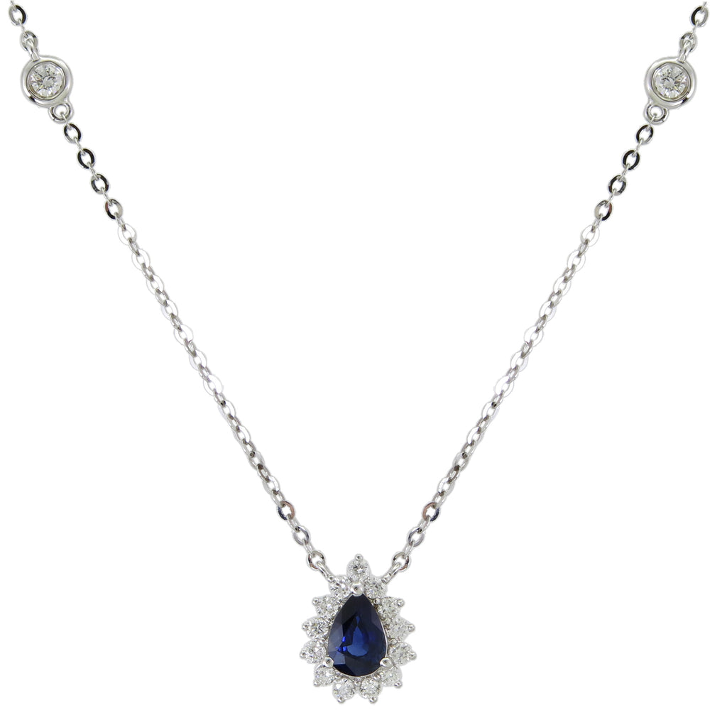 0.82carat Diamond Blue Sapphire Pendant Necklace