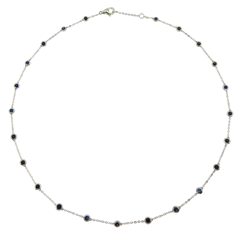 1.82ct tw Blue Sapphire Diamond by the Yard Chain Necklace