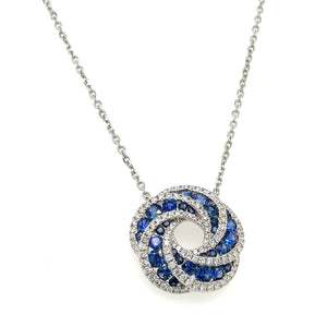 2.02carat Diamond & Blue Sapphire Circle of Life Pendant Necklace