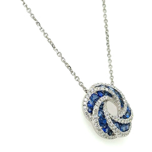 2.02carat Diamond & Blue Sapphire Circle of Life Pendant Necklace