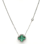 0.69ct tw Green Emerald Clover Flover Shape Pendant Necklace
