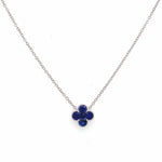 0.50ct tw Blue Sapphire Clover Shape Pendant Necklace
