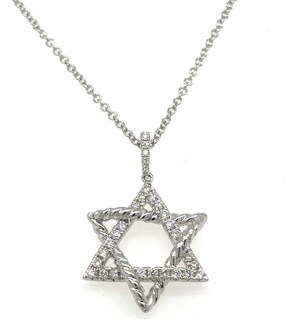 Diamond Star Of David Pendant Necklace
