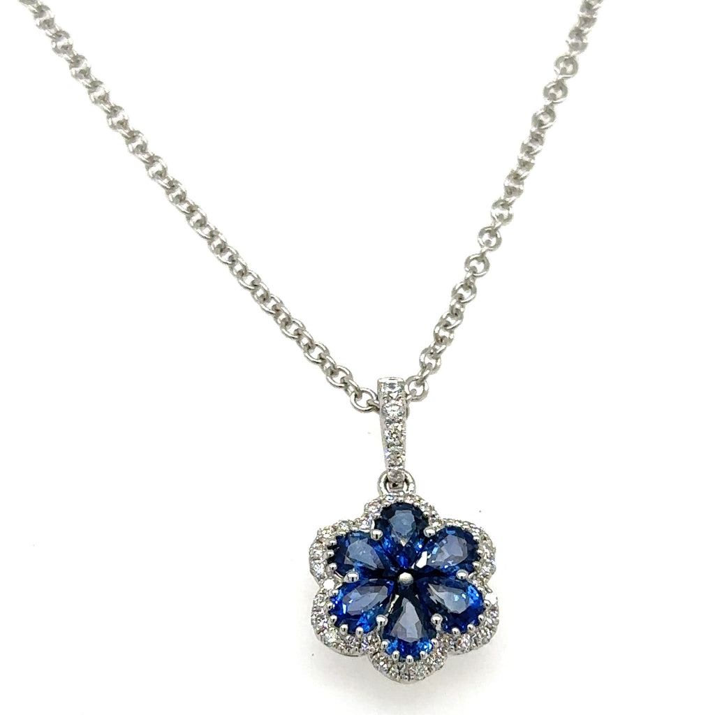 1.46ct tw Royal Blue Sapphire and Diamond Pendant Necklace