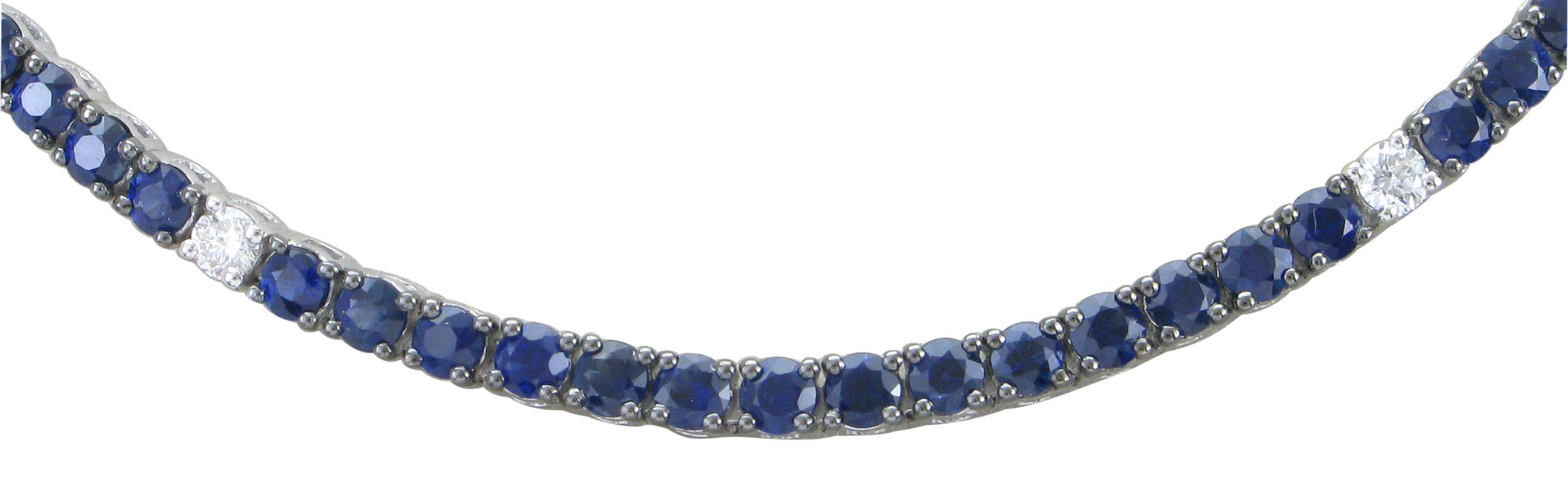 11.88ct tw Diamond & Royal Blue Sapphire Tennis Riviera Statement Necklace