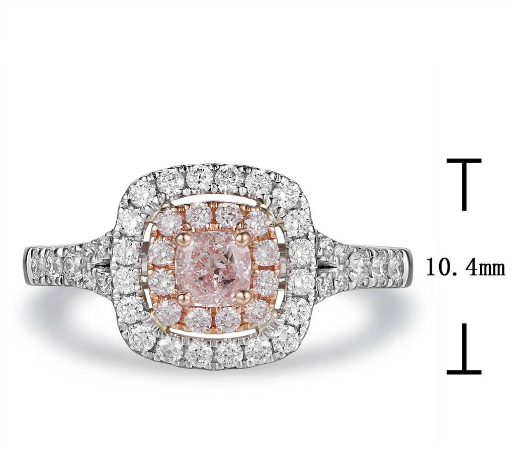 0.90ct tw GIA Certified Pink Diamond 0.37carat Cushion Center Very Rare Natural Pink Diamond Ring