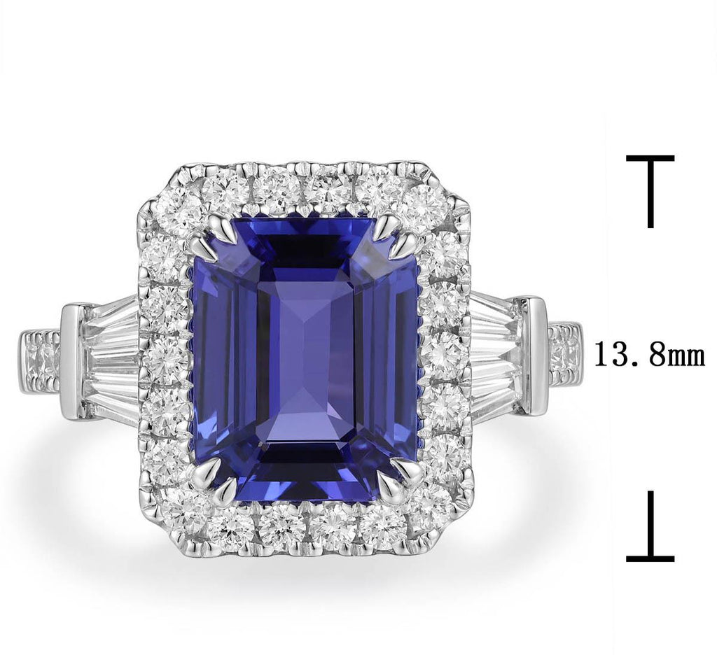 4.31ct tw Emerald-cut Tanzanite Diamond Statement Ring