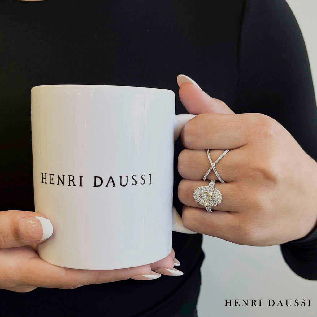 1.51CT T.W. Henri Daussi Oval Halo Diamond Engagement Ring