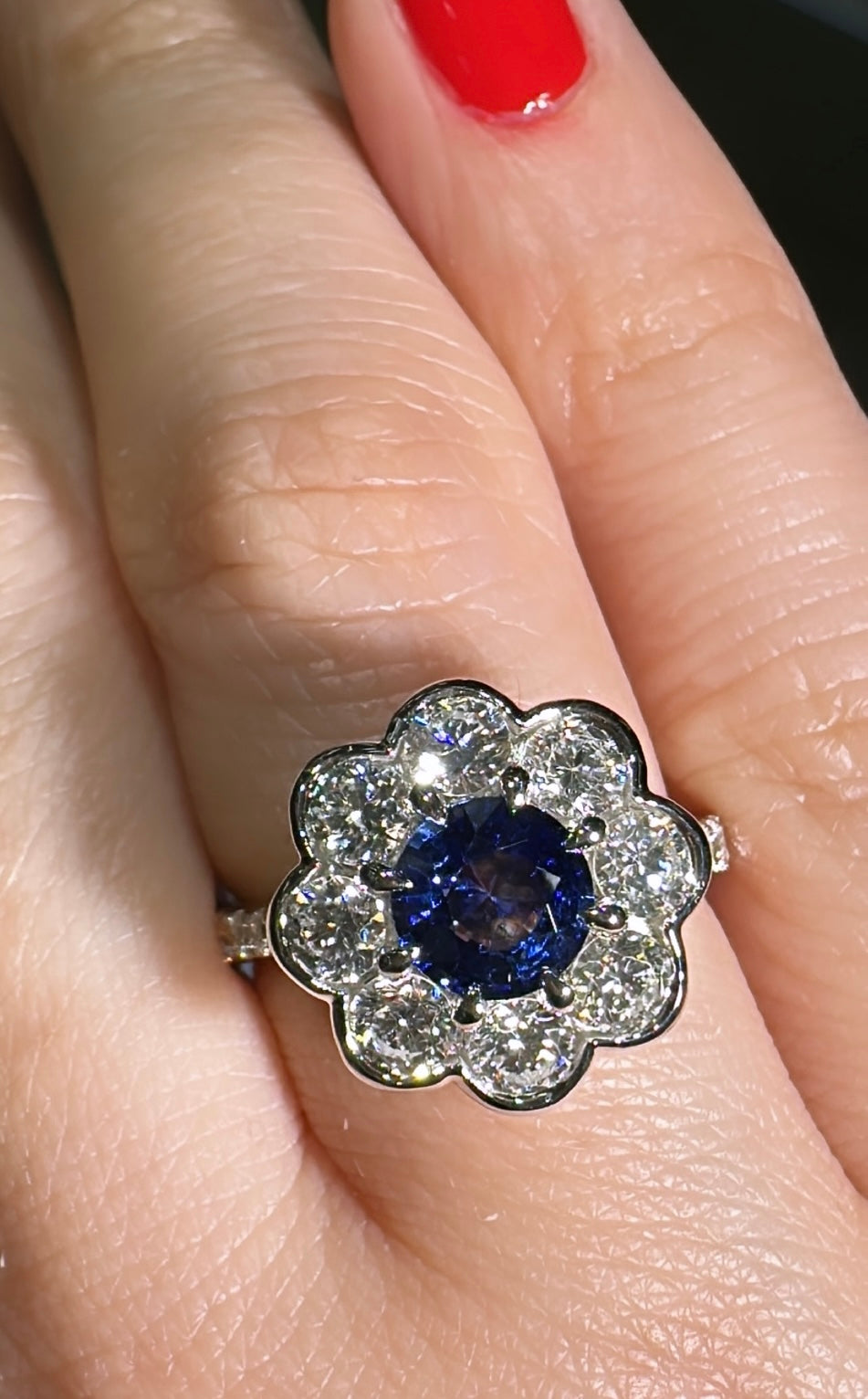 1.24carat Royal Blue Sapphire & Diamond Ring