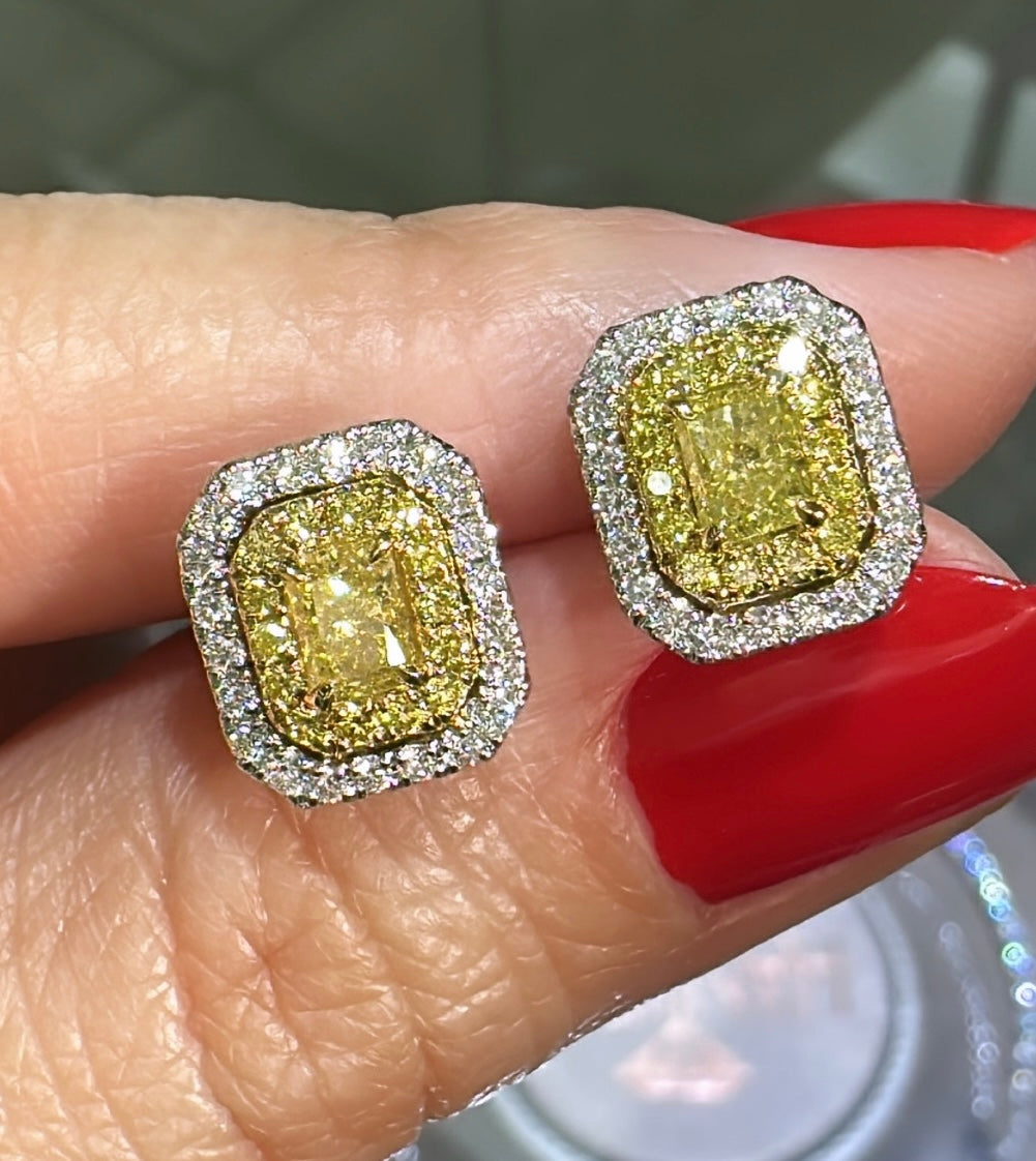 1.47carat Fancy Yellow Diamond Stud Earrings