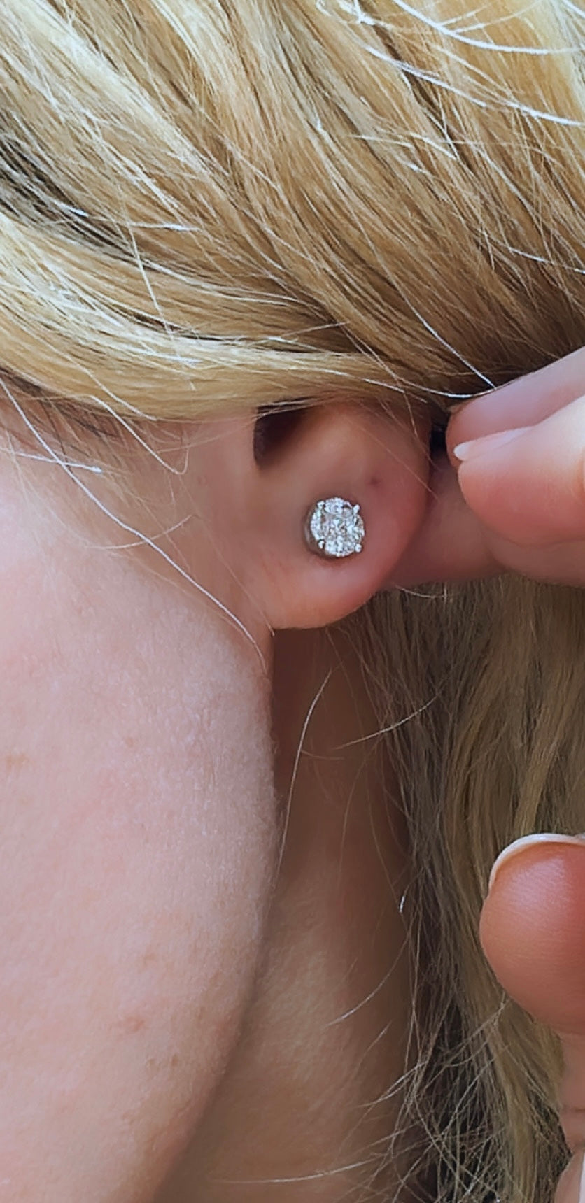 Invisible set Diamond Stud Earrings 0.45ct tw
