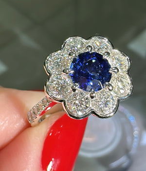 1.24carat Royal Blue Sapphire & Diamond Ring