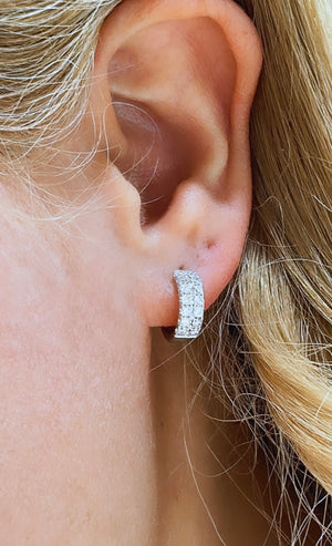 Two Row Pave Diamond Huggie Earrings 0.71ct t.w.