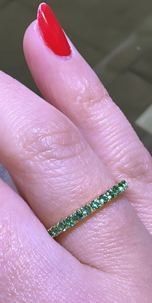 Green Emerald Half-Eternity Stackable Ring