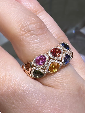 Rainbow Sapphire Rose Gold Ring