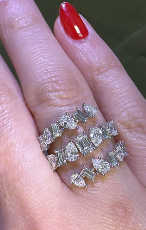 2.00ct tw Mix shape Emerald-cut, Pearl-cut Diamond Wrap Ring