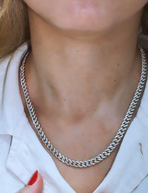 10.82carat Pave Diamond Chain Cuban Link Necklace