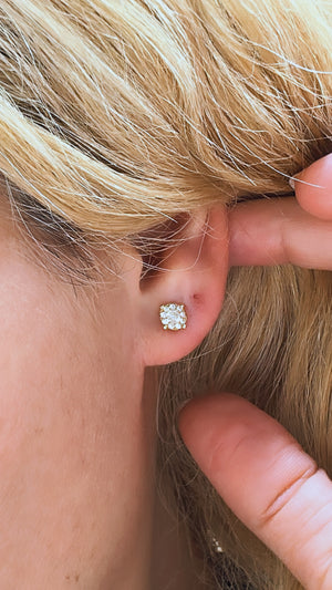 Cluster Diamond Stud Earrings 0.34ct tw