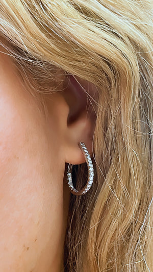 0.70ct tw Ladies Diamond Inside-out Oval Hoop Earrings