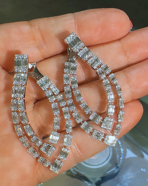 4.28CT TW Double Row Drop Diamond Statement Earrings