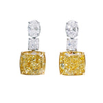 10.13carat Exquisite Diamond GIA Certified Canary Fancy Light Yellow Cushion-cut Drop Earrings