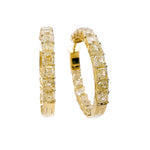 14.25carat Exquisite Diamond Asscher-cut Canary Fancy Yellow Diamond Hoop Earrings