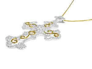 Filigree Statement  Diamond Cross 1.72ct tw Pendant Necklace