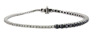 Ladies Black & White Diamond 3.37ct tw Tennis Riviera Line Bracelet