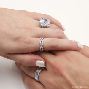 Henri Daussi Designer Signed 0.99ct tw Cushion Halo Engagement Anniversary Ring