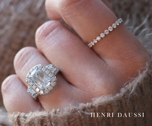 2.92ct t.w. Henri Daussi 3 Stone Cushion Cut Engagement & Anniversary Ring