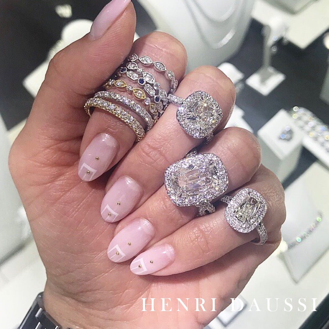 1.99CT T.W. Henri Daussi Cushion Double Halo Diamond Engagement Ring - HANIKEN JEWELERS NEW-YORK