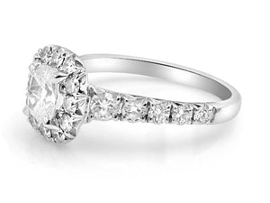Henri Daussi Designer Signed GIA Certified Cushion Cut 1.44ct tw Diamond Halo Engagement Ring