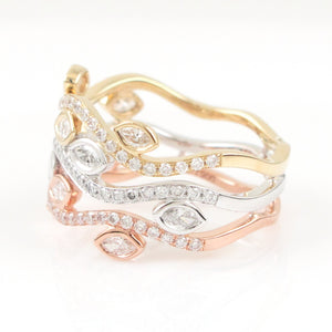 1.09ct t.w. Three shades of Gold Color Diamond Fashion Ring - HANIKEN JEWELERS NEW-YORK