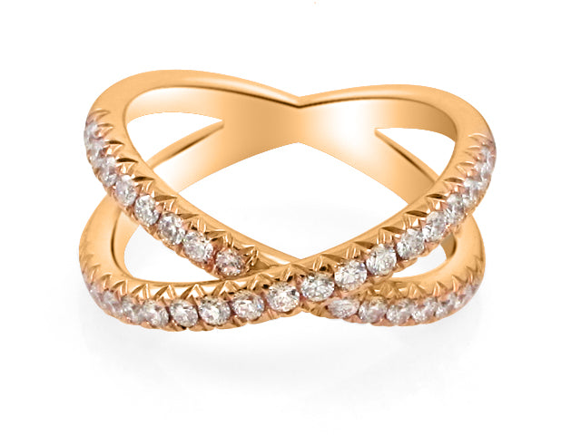 Overlapping Diamond Rings Ladies Rose Gold Diamond Overlapping Diamond Ring – HANIKEN JEWELERS ...