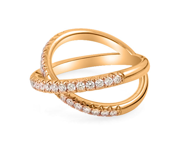 Overlapping Diamond Rings Ladies Rose Gold Diamond Overlapping Diamond Ring – HANIKEN JEWELERS ...